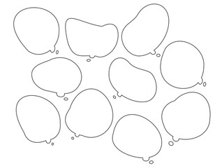 モコっとしたかわいい吹き出しのセット　線のみ