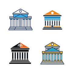 Fototapeta premium Governance Icon Set Representing Law, Finance, and Institutional Authority Vector Illustration