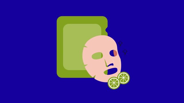 Face mask cartoon animation on blue screen