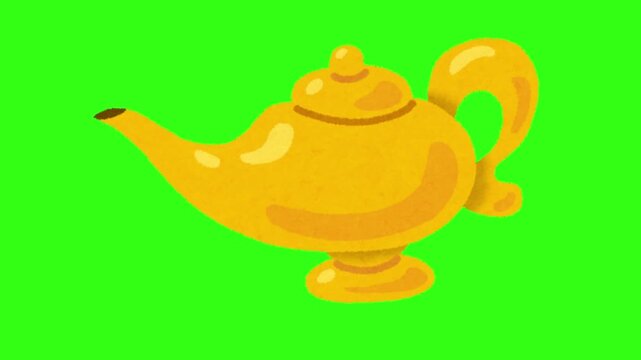 Magic lamp cartoon animation on green screen
