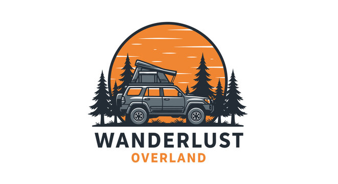 Wanderlust Overland Adventure Vehicle Logo Design.