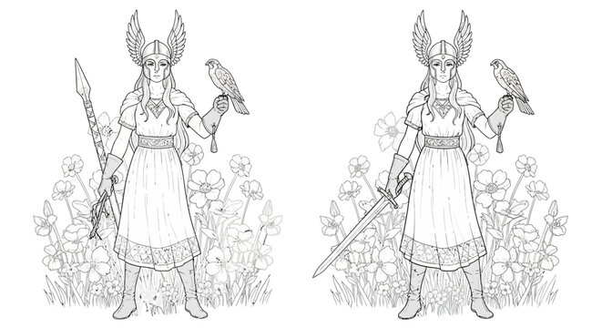 Valkyrie Warrior with Spear and Sword