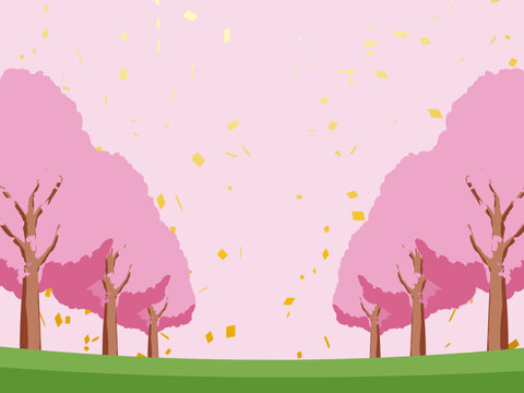 木, 風景, 自然, 空, 草, ベクター, イラスト, 雲, サマータイム, とぶ, 公園, 森, 