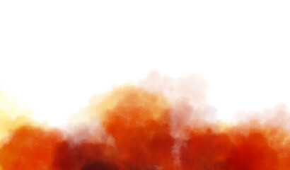 Abstract colorful clouds fluffy effect overlay png. Realistic smoke and smog vapour steam effect, grunge texture. Watercolor paint stains texture or brush strokes effect.