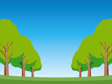 木, 風景, 自然, 空, 草, ベクター, イラスト, 雲, サマータイム, とぶ, 公園, 森, 