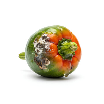 Rotten Bell Pepper Isolated on White Background 3.
