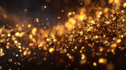 Obraz premium Shimmering particles of gold dust create a magical atmosphere of light and elegance for artistic visuals and design projects