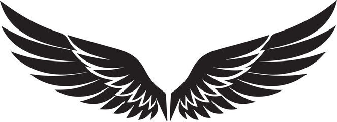 Powerful black wings symbolizing freedom and strength in bold graphic design Vector © MSTJESMIN