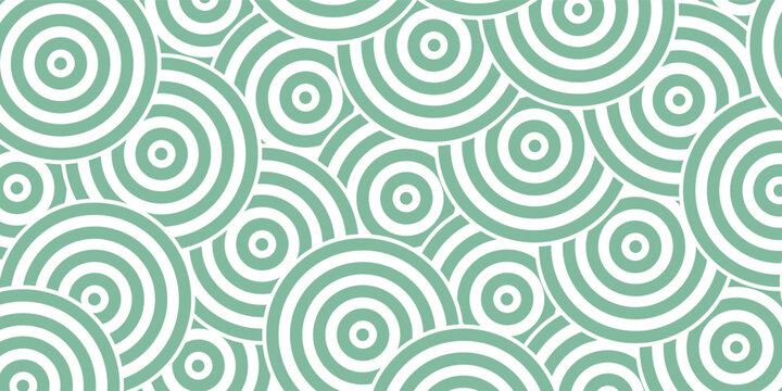Green Overlapping seamless pattern. Modern stylish texture. Repeating geometric tiles. Concentric purple  circles background.
