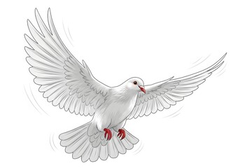 Obraz premium A graceful white dove in flight with outstretched wings, symbolizing peace and freedom