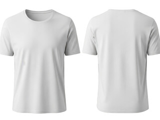 White t-shirt front and back views isolated on transparent background