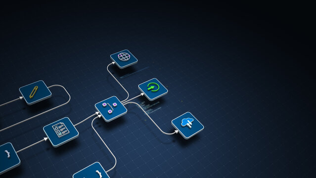 AI Automation Workflow Diagram with Intelligent Agent System Illustration