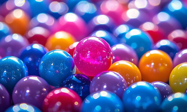Colorful Bouncing Balls in Vibrant Playground Setting