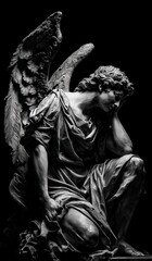 Obraz premium black and white close-up of an angel statue 