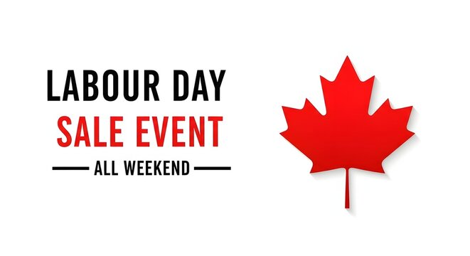 Labour day sale event all weekend long with canadian flag maple leaf