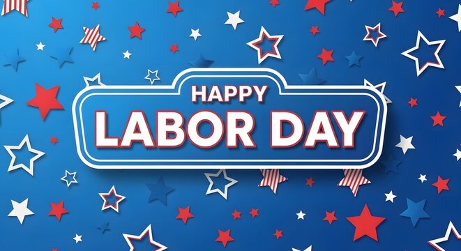 Vibrant labor day celebration background with patriotic stars and bold typography