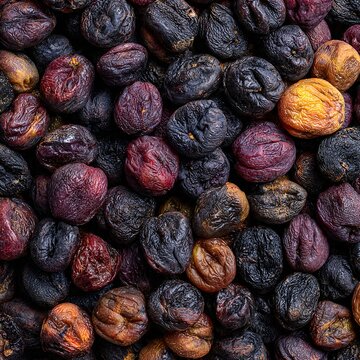 Dried Mixed Color Plums Macro Background Texture


