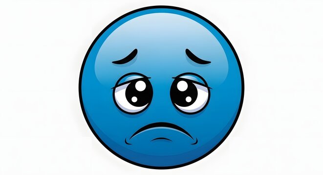 Blue sad emoji face with a disappointed expression and large watery eyes