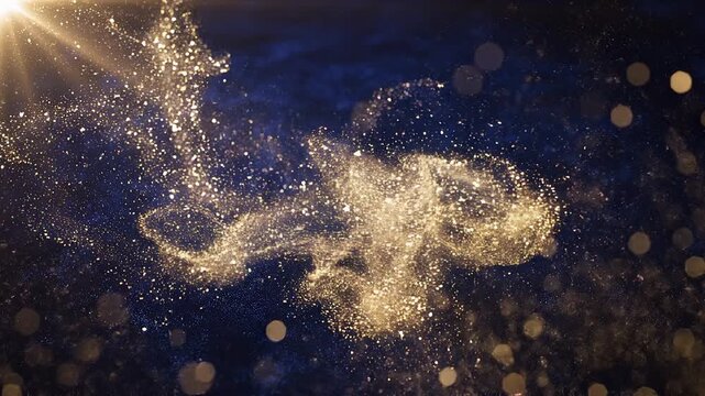紺背景で光が差し込んでくる上品なパーティクル背景動画
