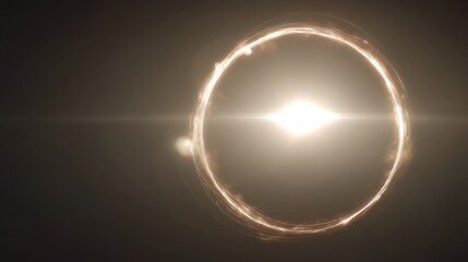 Obraz premium Glowing Circular Light Ring with Bright Center in Dark Background Creating Mysterious Ethereal Atmosphere