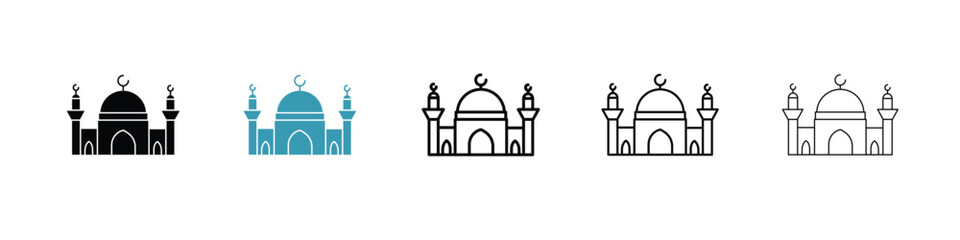 Obraz premium Mosque icon in line art style on white background for graphic and web design.