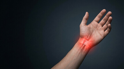Fototapeta premium Minimalist Medical Concept of Red Pain Glow on Wrist Showing Carpal Tunnel Syndrome