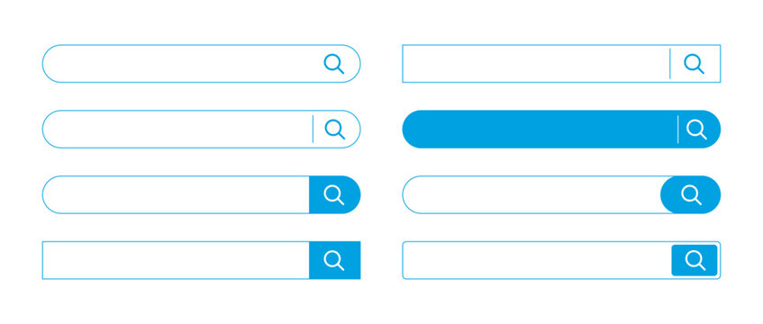 検索バーUIデザインセット（ブルー検索ボックス・Webサイト検索フォーム素材）Search Bar UI Blue