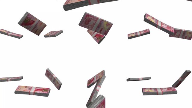 Bermuda Money, 100 Bermudian Dollar Falling, BMD Currency Stacks, White Background, 4K