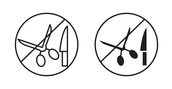 No scissors or no knives signs. web vector design