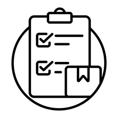 A linear icon showing a product checklist