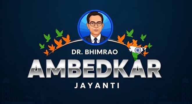 Dr.Bhimrao ambedkar Jayanti poster,header,wiTh Parliament House sketch Indian Babasaheb day celebration vector Illustration.