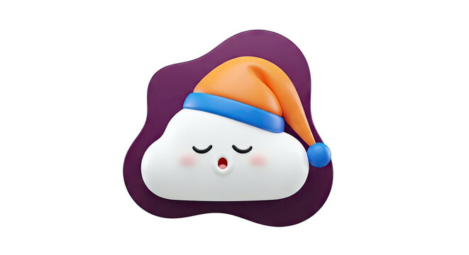 Cute sleeping cloud with a hat