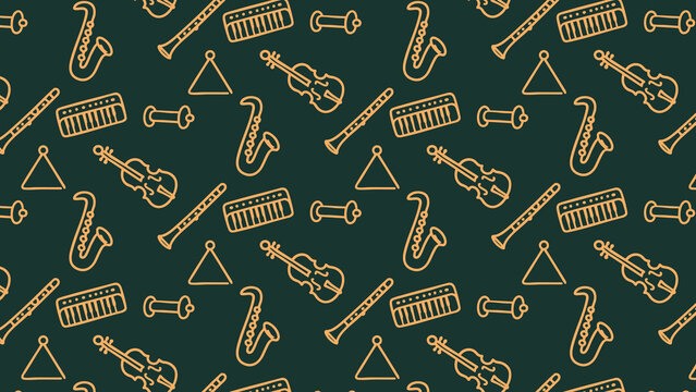 Musical instrument doddle pattern design 