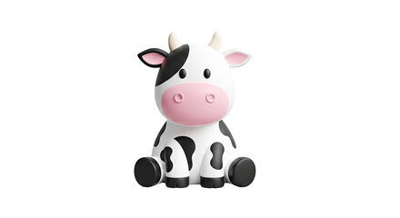 Cute 3D Cartoon Cow Sitting
