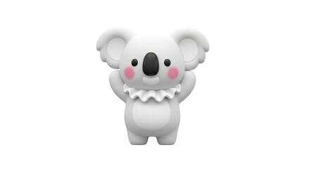 Naklejka premium Cute White Koala Character with Pink Cheeks and Ruffled Collar