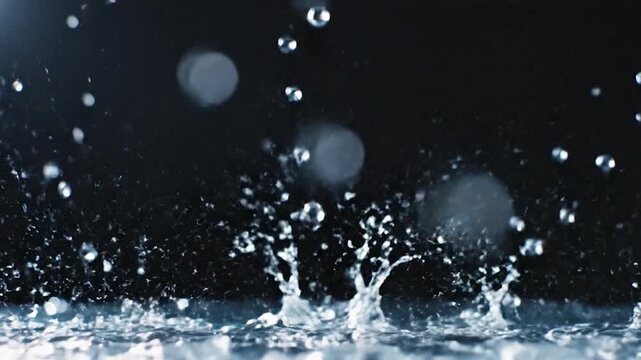 Dynamic water splash creating a crown shape with droplets falling