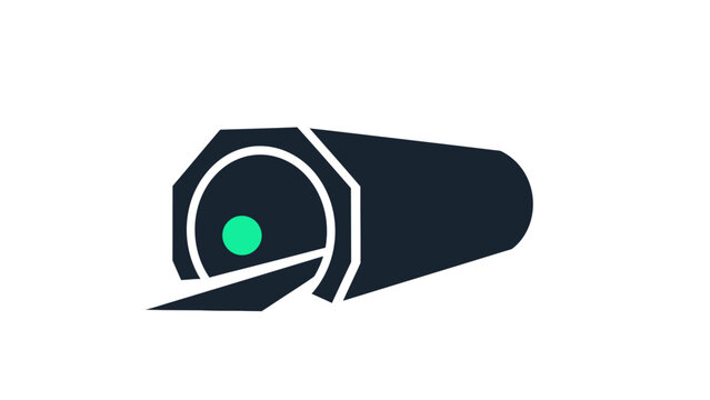 Security camera lens with green dot.