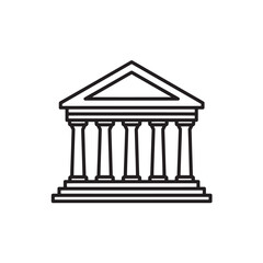 Obraz premium Government court house icon with classical pillars for legal justice, banking stability, and educational academy.