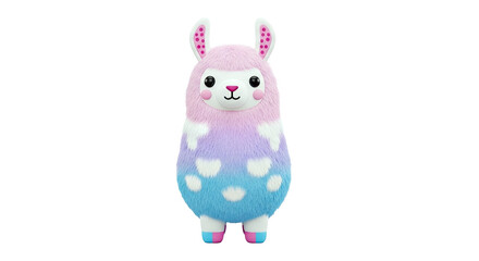 Fototapeta premium Cute Llama Plush Toy with Pink, Purple, and Blue Gradient