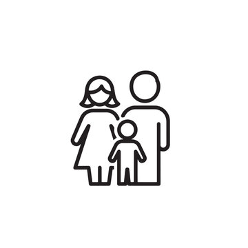 Family line icon showing parents and child for life insurance, domestic harmony, social support and community growth.