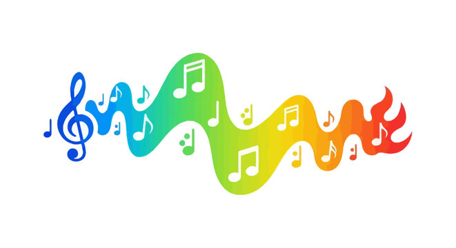 Colorful music notes and symbols.