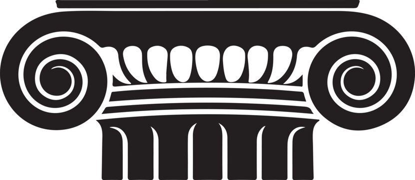 Black and white illustration of ancient greek or roman column capital decoration element