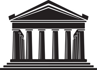 Fototapeta premium Classic ancient Greek temple with columns and triangular pediment roof architecture
