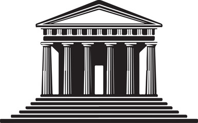 Classic greek temple with columns and triangular roof architecture © Md. Habibur