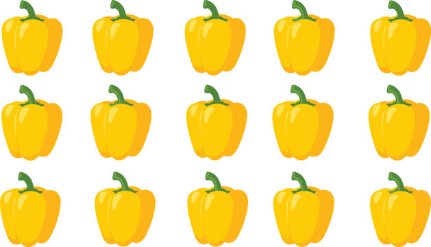 Yellow bell pepper pattern vector illustration with fresh sweet capsicum vegetables repeating design isolated healthy food background