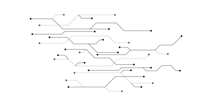 Vectors White Abstract geometric dots and lines connection circuit concept. Hi tech digital connect, communication, High technology concept.