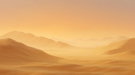Fototapeta premium Serene Desert Landscape at Sunrise with Soft Hills and Warm Tones Creating Tranquil Atmosphere in Nature Scene