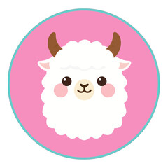 Fototapeta premium Llama Face in Circle Flat Icon