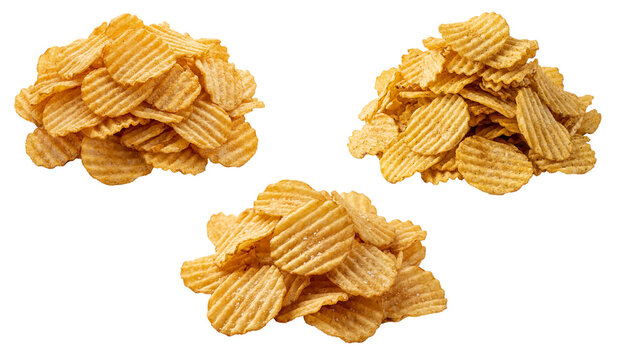 Isolated potato chips are arranged
