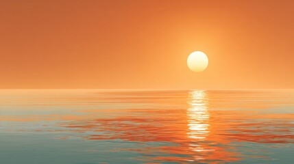 Fototapeta premium Tranquil Sunset Over Calm Water with Soft Golden Hues Reflecting in Serene Atmosphere and Gentle Waves